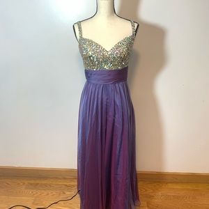 Purple Sequin Bodice A-Line Prom Dress